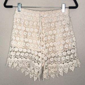 WallFlower Beige  Crochet Lace Shorts Medium